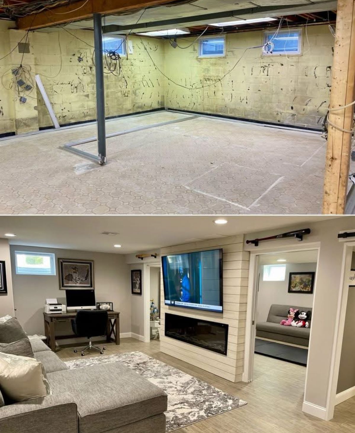 Basement suite bedroom with egress window