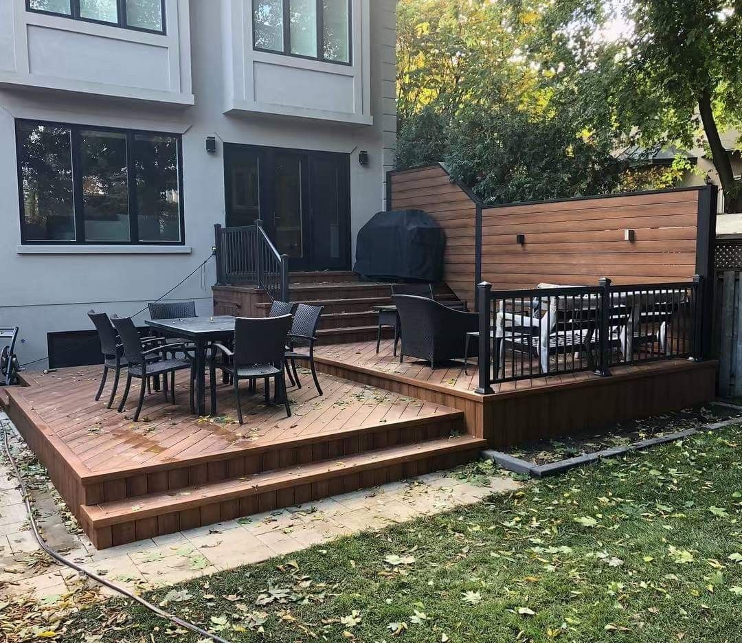 Custom-built wood deck Calgary
