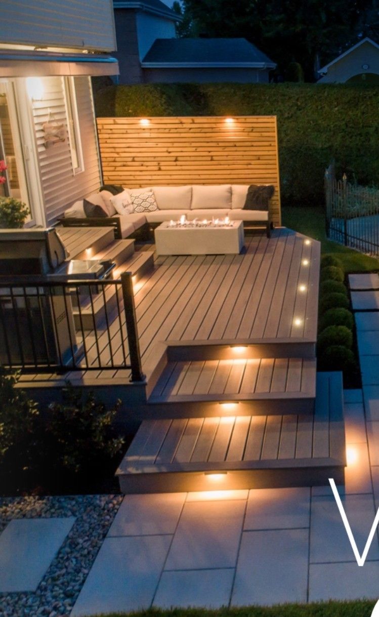 Outdoor living space with composite decking