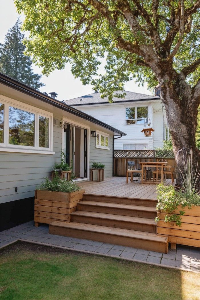 Cedar deck with railing in Calgary